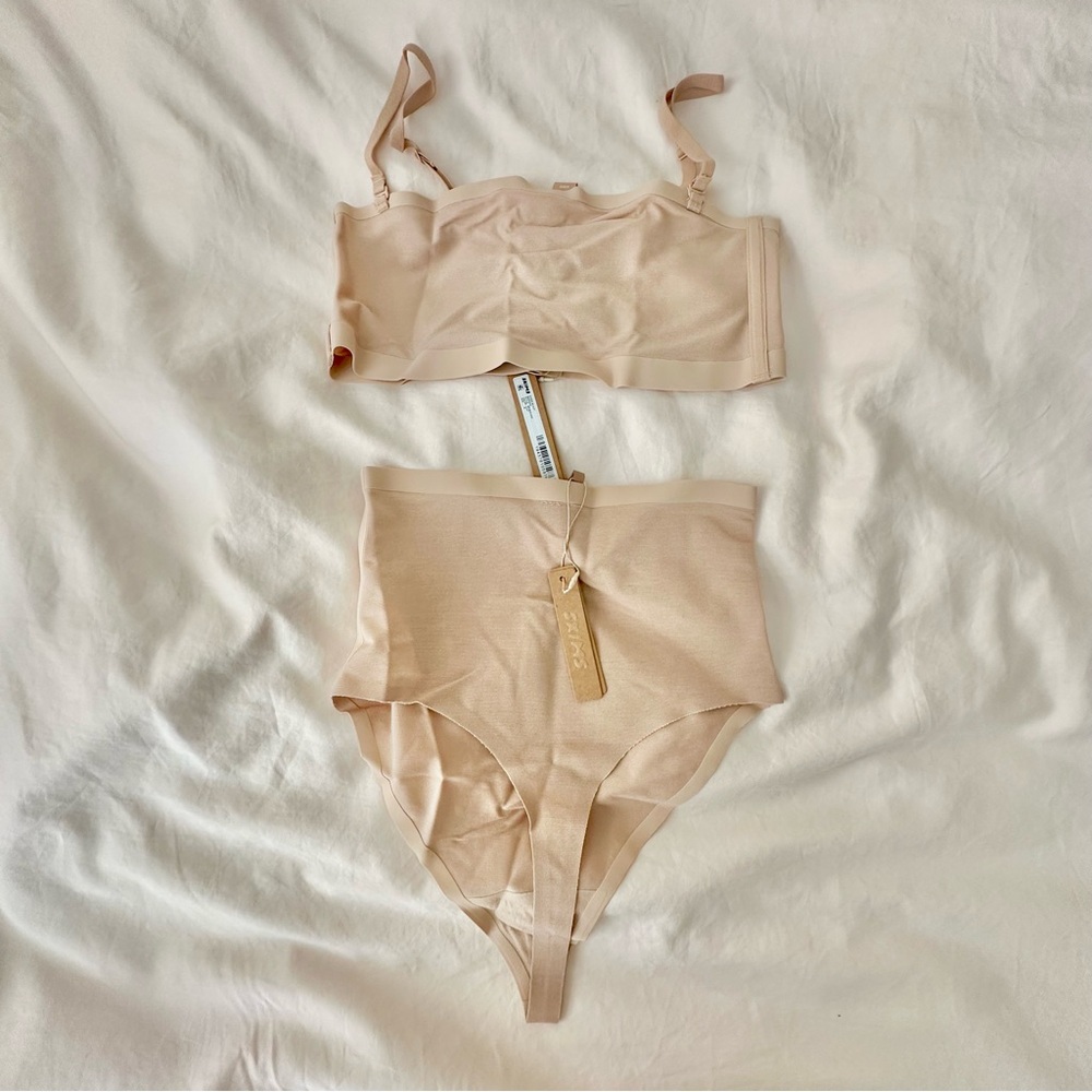 SKIMS Sheer Sculpt Bandeau & High-Waisted Thong Set | Size M | NWT